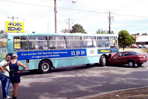 text on bus: If you don't have GIO Third Party Insurance, we suggest you don't hit this bus.